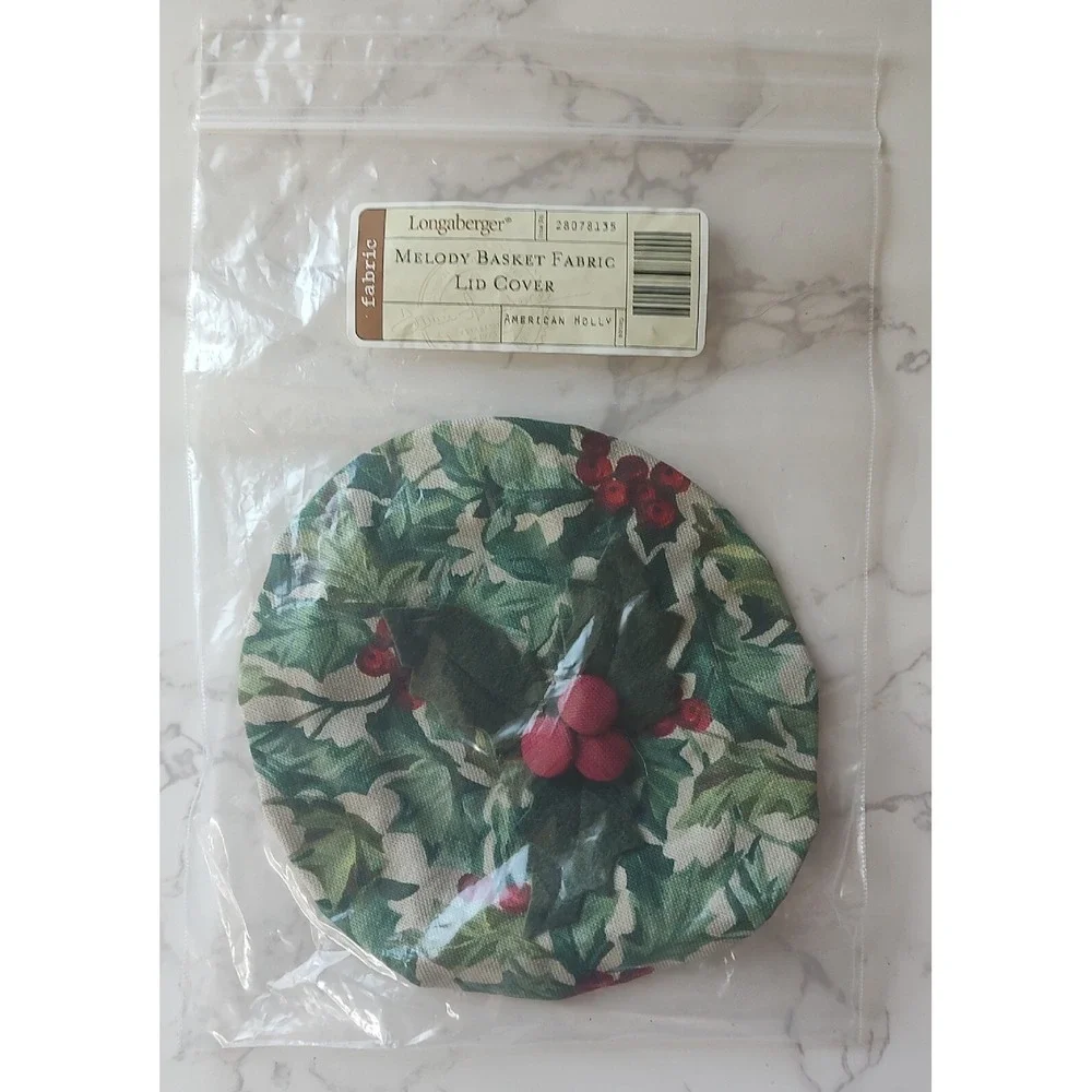 Longaberger Melody Basket Fabric Lid Cover AMERICAN HOLLY #28078135 NOS A7